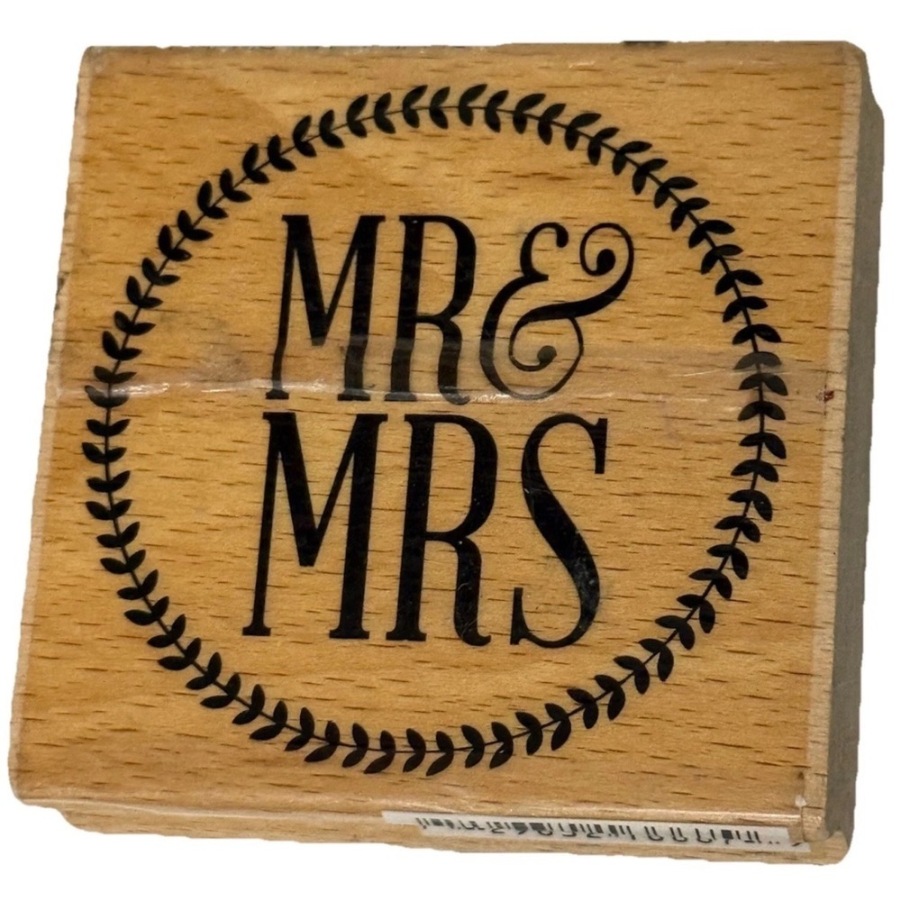Coral Pink Arts & Crafts Rubber Stamp with Wooden Base